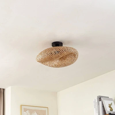 Afbeelding van Lindby plafondlamp 1licht Bamboe, ijzer H: 24 cm E27 bamboenatuur