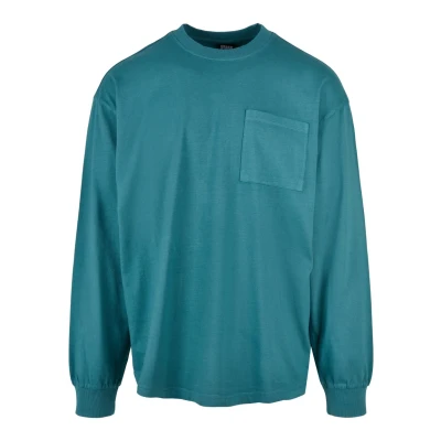 Afbeelding van Urban Classics Pigment DYED Longsleeve, Heren, Maat: Medium, Teal