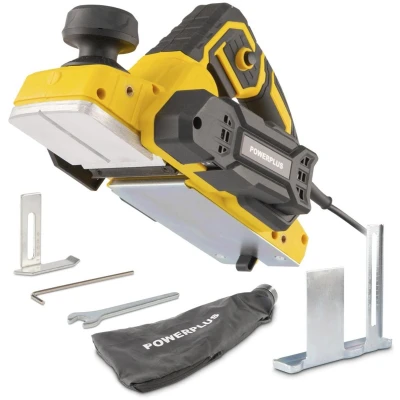 Afbeelding van Powerplus POWX1111 Schaafmachine 900W Zijgeleider Schaafdiepteinstelling Opvangzak Incl. 2 messen