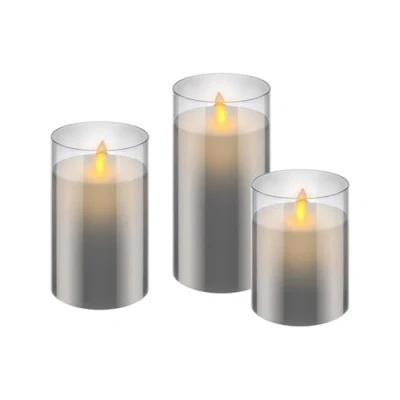 Afbeelding van Goobay set van 3 LED kaarsen echte was in glas prachtige en veilige verlichtingsoplossing voor vele ruimtes zoals huizen loggia&#039;s, kant...
