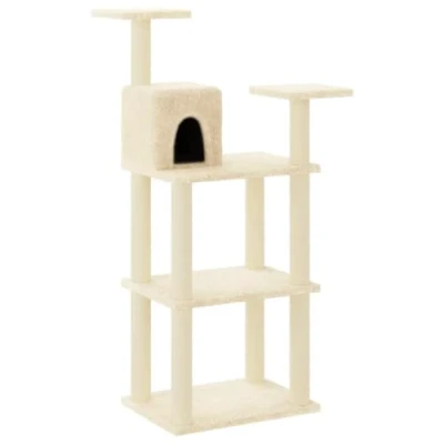 Afbeelding van vidaXL Kattenkrabpaal met sisal krabpalen 118,5 cm crèmekleurig