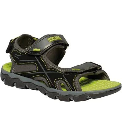 Afbeelding van Regatta Kota Drift&#039; Lichtgewicht Hook And Loop Straps Water Vriendelijk EVA Voetbed Slip Resistant Buitenzool Sandalen Sport Unisex Kinderen, Braun Briar Lime Punch