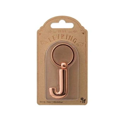 Afbeelding van IF Metalen sleutelhanger met personaliseerbare alfabetletters roségoud J