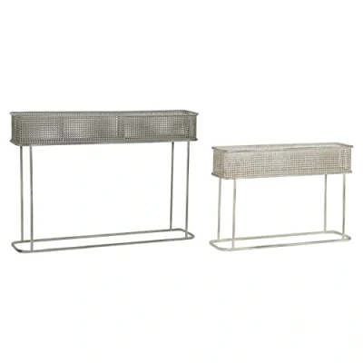Afbeelding van Plantenbakkenset DKD Home Decor 100 x 22 70 cm Grijs Metaal Wit Vintage