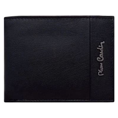 Afbeelding van Pierre Cardin portemonnee voor heren, echt leer, slank, klein RFID dun, cadeau, met portemonnee, bankbiljetten, jongens, zwart., Stijlvol