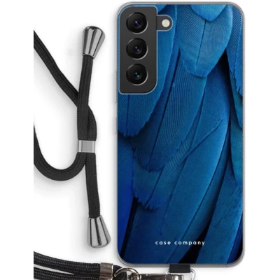 Afbeelding van Case Company® hoesje met Koord geschikt voor Samsung Galaxy S22 Pauw Telefoonhoesje Zwart Bescherming aan alle Kanten en Over de Schermrand