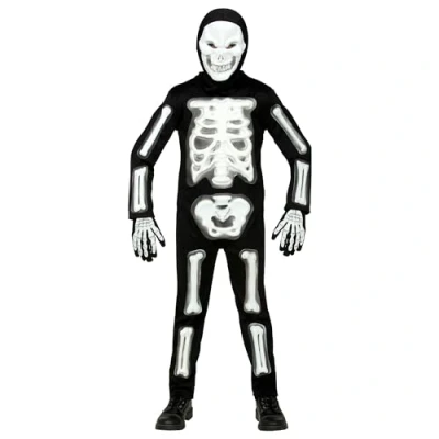 Afbeelding van Widmann Spook &amp; Skelet Kostuum Te Lang Gelegen Kind Zwart, Wit / Beige Maat 116 Halloween Verkleedkleding