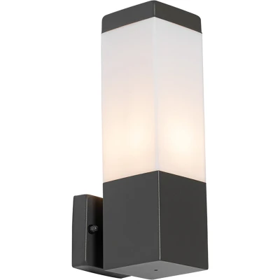 Afbeelding van QAZQA Moderne buiten wandlamp donkergrijs met opaal Malios