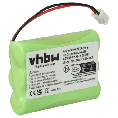 Afbeelding van vhbw Vervangende batterij voor Summer Infant 29030 10, Babytalker Babyfoon (800mAh, 3,6V, NiMH)