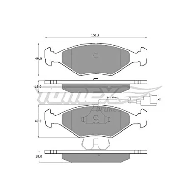 Afbeelding van TOMEX brakes TX 10 791 Remblokkenset Vooras Incl. slijtage waarschuwingscontact