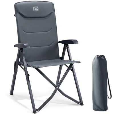 Afbeelding van TIMBER RIDGE Campingstoel, inklapbaar, 150 kg, klein hoge rugleuning met 4 verstelbare posities, tas, aluminium ligstoel, voor tuin, balkon, camper