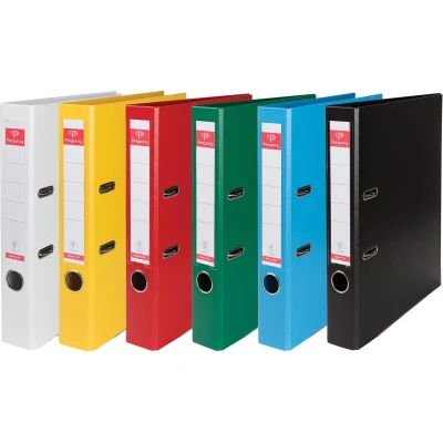 Afbeelding van Pergamy ordner, voor ft A4, volledig uit PP, rug van 5 cm, geassorteerde kleuren 10 stuks
