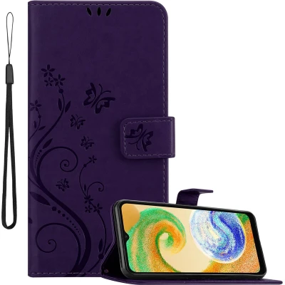 Afbeelding van Cadorabo Hoesje geschikt voor Samsung Galaxy A04s / A13 5G M13 in BLOEMEN DONKER PAARS Beschermhoes bloemmotief met magnetische sluiting, standfunctie en kaartsleuven Book Case Cover Etui