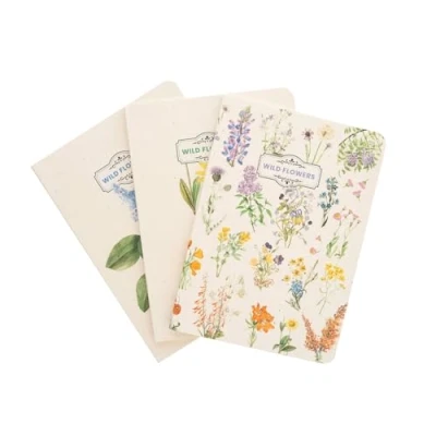 Image de Grupo Erik Kokonote Lot de 3 Carnets Wild Flowers, Carnet Notes A6, Notebook, Voyage, Recettes, Journal Intime