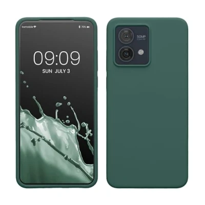 Afbeelding van kwmobile telefoonhoesje geschikt voor Motorola Moto G84 5G Hoesje met siliconen coating Smartphone case in dennengroen