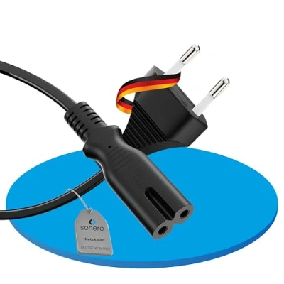 Afbeelding van sonero Stroomkabel 2 polig 3 m eurostekker type C naar IEC C7 Euro 8 stekker voor tv, PS5, PS4, PS3, huishoudelijke apparaten, zwart