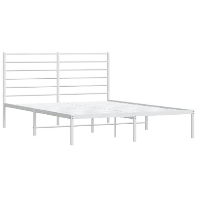 Afbeelding van Bedframe met hoofdbord metaal wit 120x200 cm
