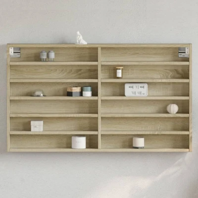 Afbeelding van Vitrinekast 100x8,5x58 cm bewerkt hout sonoma eikenkleurig