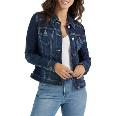Afbeelding van Wrangler Authentics Stretch denim jas dames spijkerjas, doorweekt, L