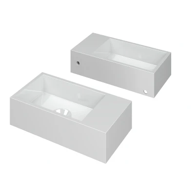 Afbeelding van INK Versus Fontein 36x18x9cm wasbak links 0 kraangaten Polystone Glans Wit Minimalistisch design