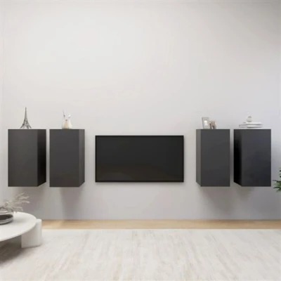 Afbeelding van vidaXL Tv meubelen 4 st 30,5x30x60 cm bewerkt hout grijs