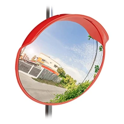 Afbeelding van Relaxdays verkeersspiegel 60 cm industriespiegel veiligheidsspiegel rond rood