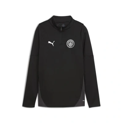 Afbeelding van Manchester City trainingstop met kwartrits, Zwart/Zilver, Maat 15 16Y PUMA