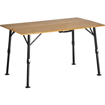 Afbeelding van Skandika Tobro Kampeertafel van Bamboe Campingtafels Opvouwbare tafel met net Klaptafel voor camping, tuin, balkon Aluminium, hout, weerbestendig, max. 100 kg belastbaar standen in hoogte verstelbaar 120x70x70cm (LxBxH)