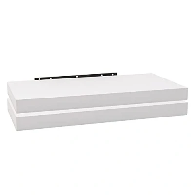 Afbeelding van WOLTU RG9369ws 2 Set van wandplanken MDF hout, wit, 70 x 23 3,8 cm