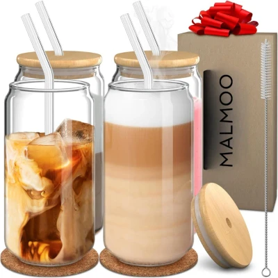 Afbeelding van Malmoo glazen Set van 4 Theeglazen Waterglazen Drinkglazen latte macchiato