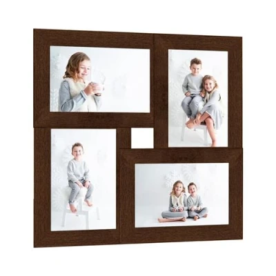 Afbeelding van vidaXL Fotolijst voor 4x(10x15 cm) foto MDF donkerbruin