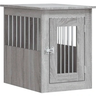 Afbeelding van Hondenbench 45x62x59 cm bewerkt hout grijs sonoma