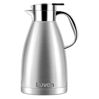 Afbeelding van Luvan thermoskan, 1,8 l, roestvrij staal, 12 uur, warm en 24 koud, dubbelwandig, vacuüm geïsoleerd, thermoskan voor theesap, koffie