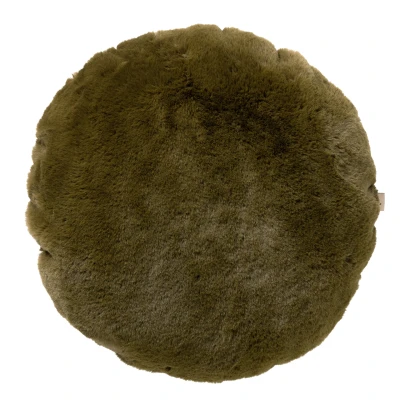 Afbeelding van Dutch Decor ZAYA Sierkussen 45 cm rond bontlook effen kleur Military Olive groen