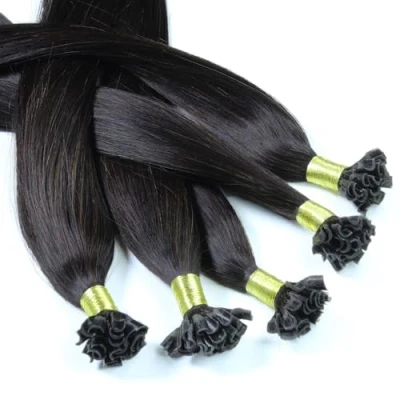 Afbeelding van Hair2Heart U vormige lokken, voorgelijmd, 25 x 0,5 g, 61 cm, kleur #1B, zwart/bruin, stijl