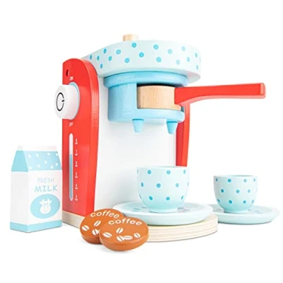 Afbeelding van New Classic Toys Houten Speelgoed Koffiezetapparaat Koffiemachine Speelgoedkeukenmachine Rood