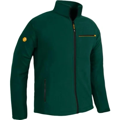 Afbeelding van ACE Fleecejack voor heren, warme outdoorjas zonder capuchon, doorlopende ritssluiting en drie zakken, Groen