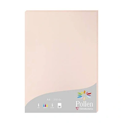 Afbeelding van Clairefontaine 24234C, doos met 25 vellen, A4 formaat (21 x 297 cm), 210 g/m², opaall, uitnodigingspapier voor evenementen en correspondentie, Pollen serie, premium glad papier