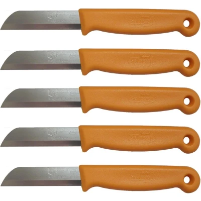 Afbeelding van Solingen Schilmesje RVS Glad 16 cm met &quot;Blade Cover&quot; Oranje 5 Stuks
