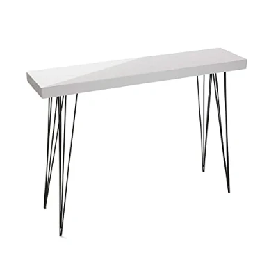 Afbeelding van Versa White Dallas Smalle hal of entree meubilair, Console Tafel, , Afmetingen (H x B H) 80 25 110 cm, Hout en Metaal, Kleur Wit