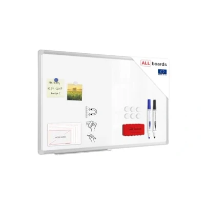 Afbeelding van ALLboards Magneetbord Wit Magnetisch Whiteboard 80x50cm met aluminium PREMIUM frame en pennenbakje, magneetbord, droog uitwisbaar, herschrijfbaar whiteboard, gemakkelijk te reinigen, droog…