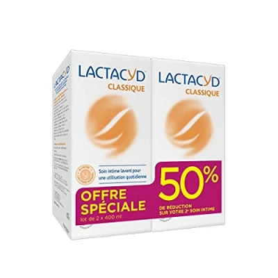 Afbeelding van Lactacyd Klassieke intieme verzorging voor dagelijks gebruik, respecteert het natuurlijke evenwicht van de zone, verpakking 2 x 400 ml, tot 50%