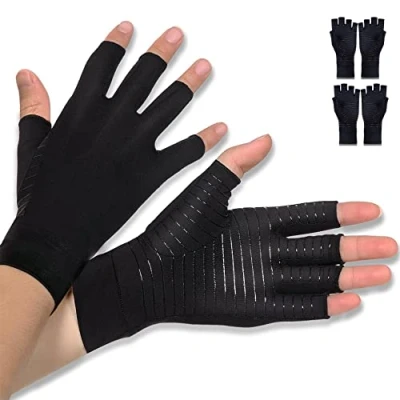 Afbeelding van Donfri 2 paar koperen compressiehandschoenen voor artrose, reumatoïde carpale tunnelpijn, peesontsteking (XL)
