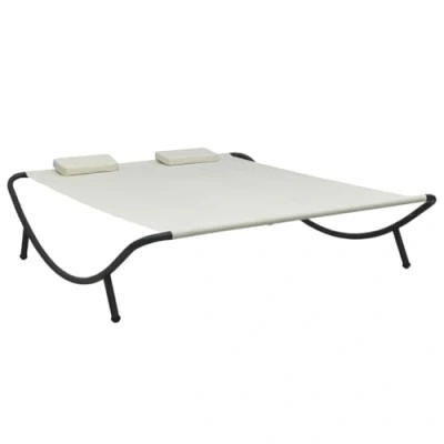 Afbeelding van vidaXL Outdoor ligstoel, crèmekleurige stof