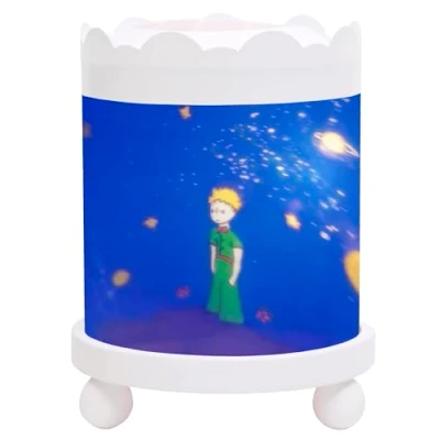 Afbeelding van TROUSSELIER De kleine prins Saint Exupéry Nachtlampje Magische router Ideaal cadeau voor kinderen Cartoon Geruststellend licht Wit hout kleur Inclusief lamp 12V 10W Elec EU stekker