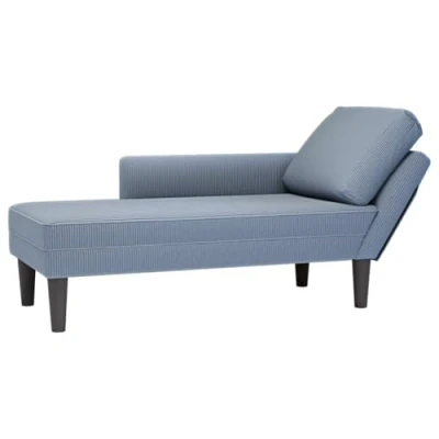 Afbeelding van vidaXL Chaise longue met kussen corduroy stof blauw