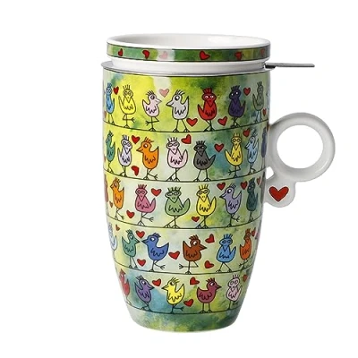 Afbeelding van Goebel James Rizzi Thee Mok Birds on a Love Wire Beker porselein 450ml