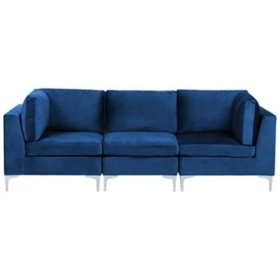 Afbeelding van Beliani EVJA Hoekbank Blauw Fluweel