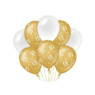 Image de Ballons 18 ans Blanc / Or par 8 pièces