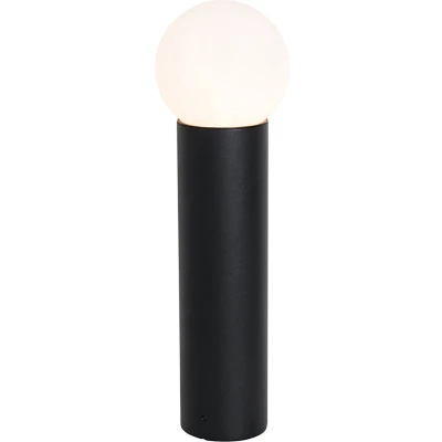 Afbeelding van QAZQA Staande buitenlamp zwart met opaal glas 50 cm IP44 Huma